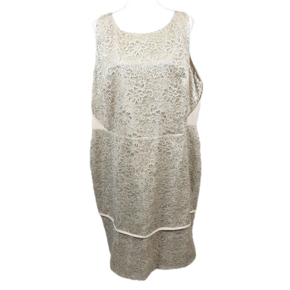 Calvin Klein Evening Dress Womens 20W Champagne Lace Cocktail MOB MOG Prom HoCo